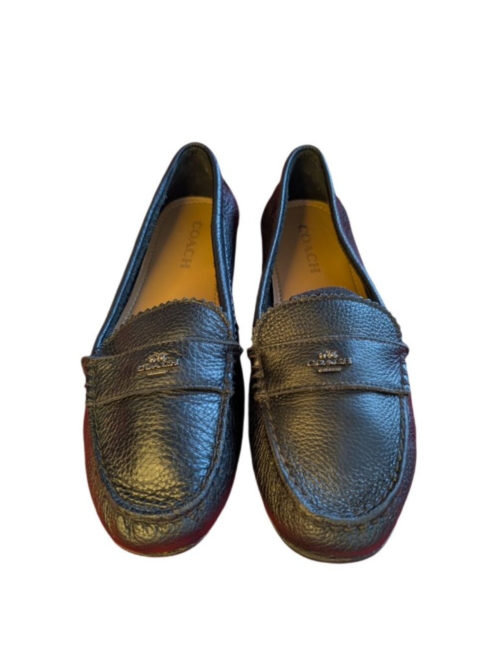 Coach Odette Loafers Women 10 Black Pebbled Leather Driving Moccasin Flats Comfo